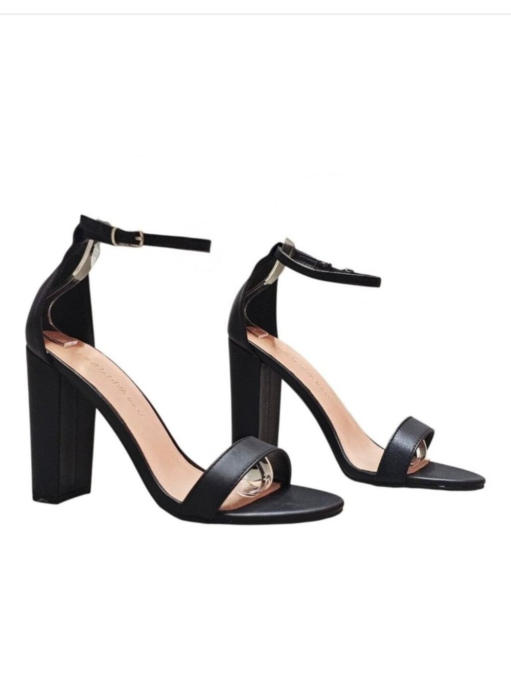 Black Chunky Heel Ankle Strap Sandals For Women Open Toe 4-Inch Heels Elegant & - Picture 10 of 15